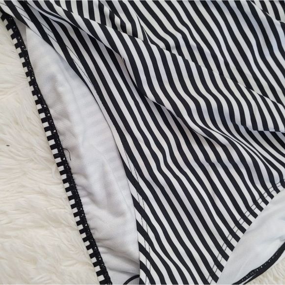 NEW HIGH WAIST BIKINI TOP QUALITY STRIPS summer swim suit bathing suit ruffle pl - Picture 6 of 9